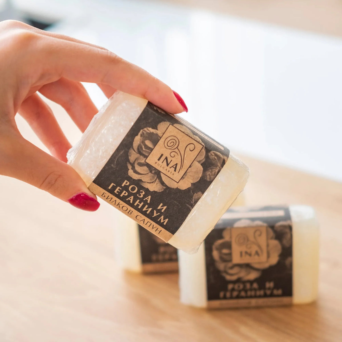 + Gift Natural Herbal Soap with Rose Damascena Oil and Geranium - nourishing action