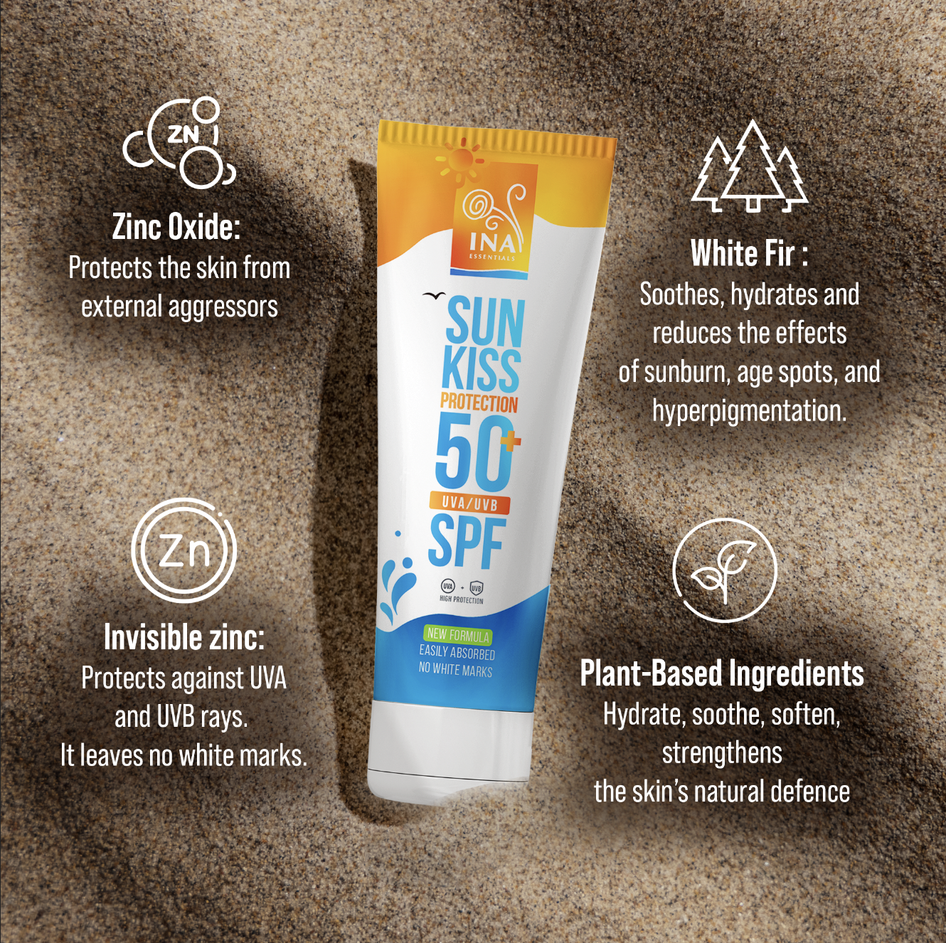 Natural Sunscreen for Face and Body SPF 50+ with Organic White Fir