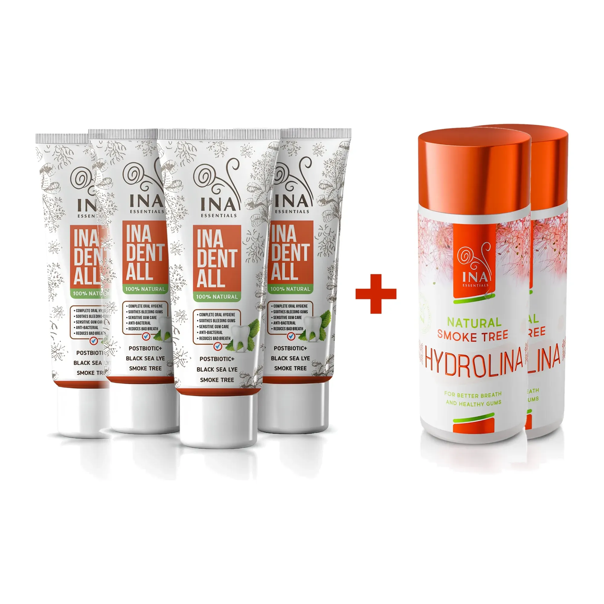 4 Ina Dent-All Toothpastes + 2 Smoke Tree Mouthwashes