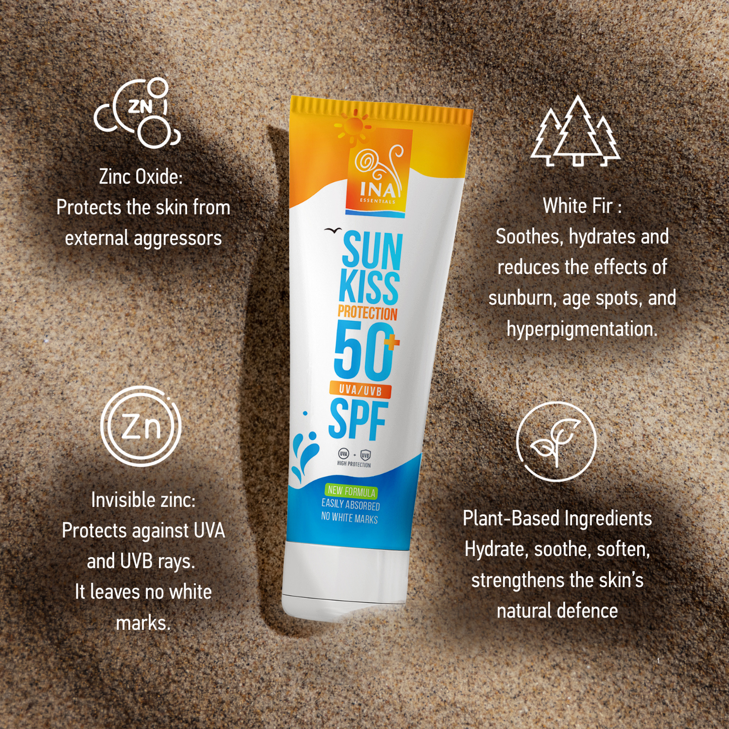 Family pack for Sun Protection - 2+1 Natural Sunscreen for Face and Body SPF 50+ with Organic White Fir