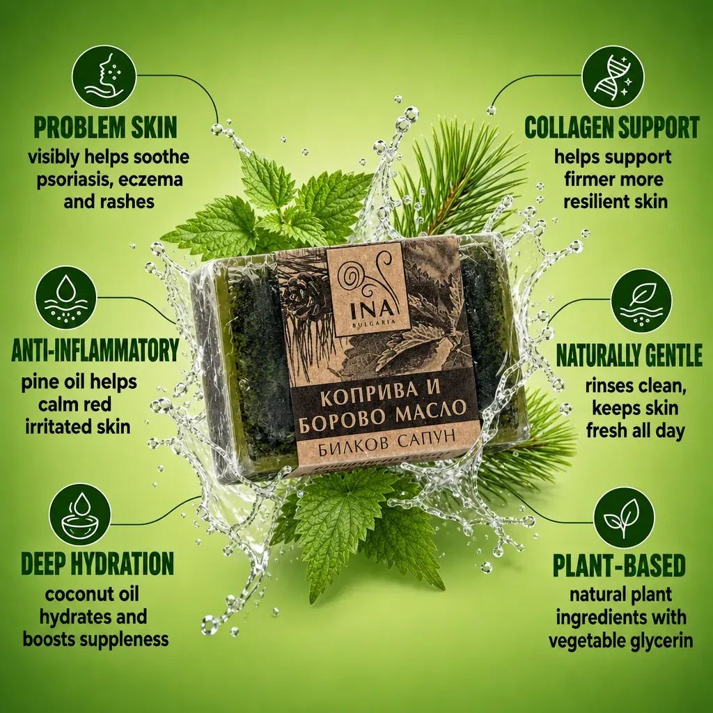 + Gift Natural Herbal Soap with Nettle and Pine Oil - anti-inflammatory action