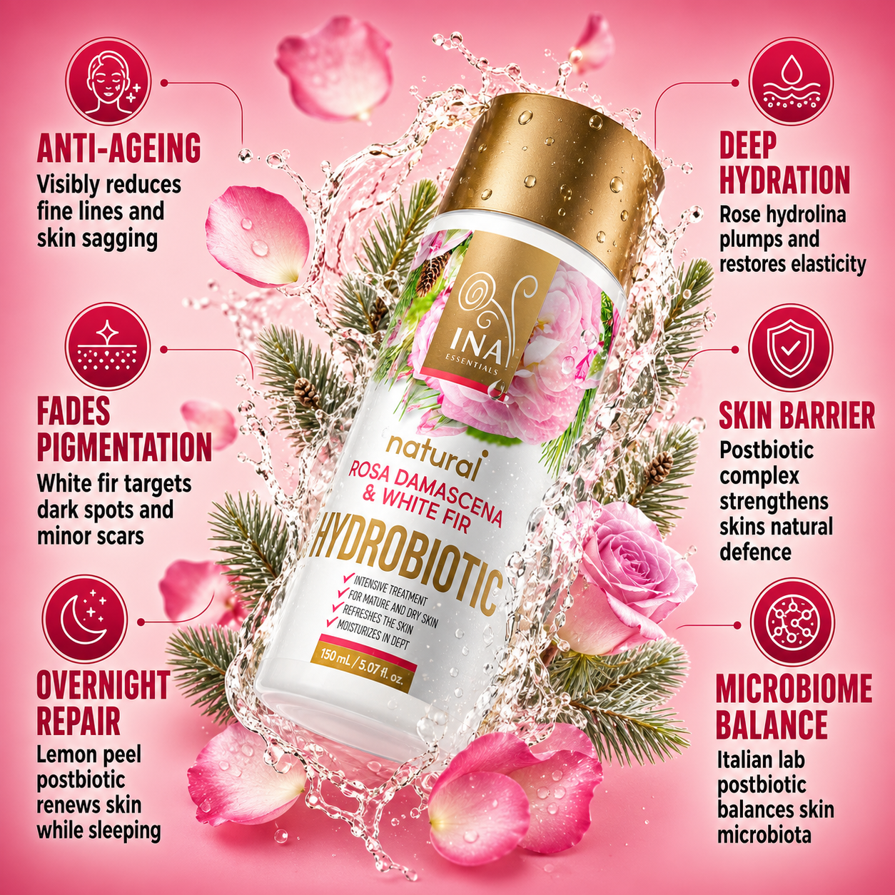 Hydrobiotic - Rose, White Fir & Lemon peel - intensive Anti-Age care