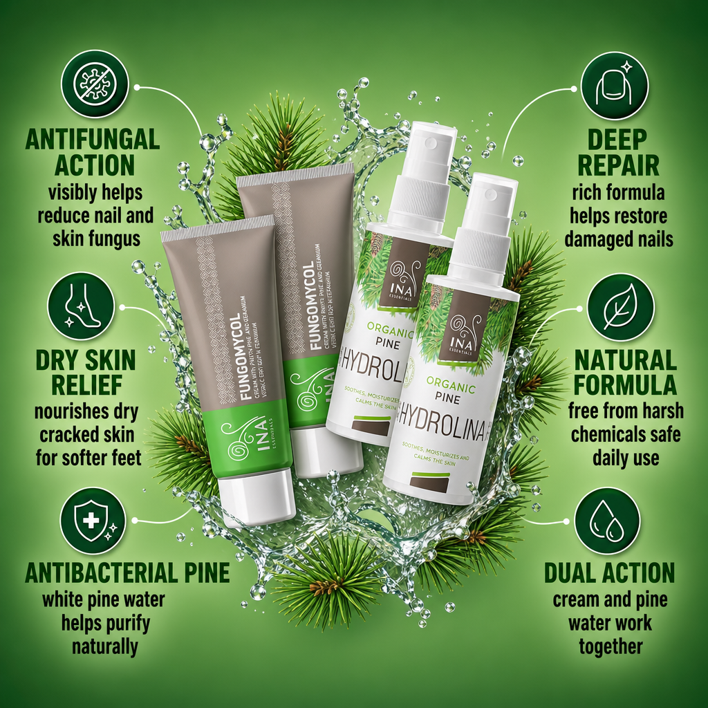 Buy 2 Creams for Nail Fungus and Dry and Cracked Skin, Get 2 Organic White Pine Waters for Free