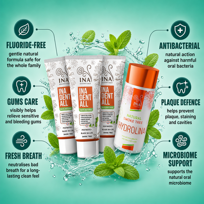 Buy 3 Ina Dent-All Toothpastes, Get 1 Smoke Tree Mouthwash for Free