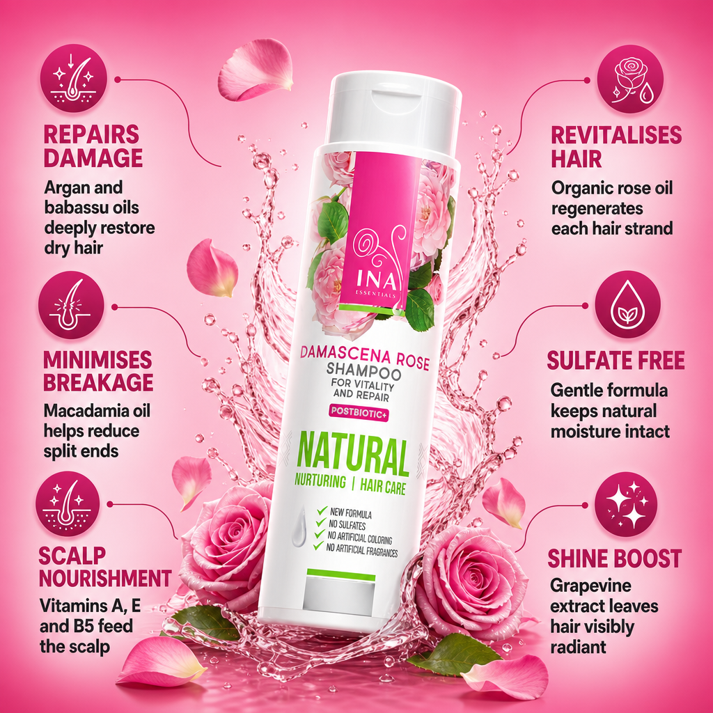 Natural Rose Shampoo for Dry and Damaged Hair