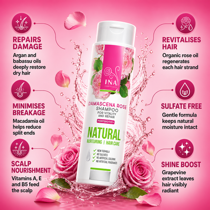Natural Rose Shampoo for Dry and Damaged Hair