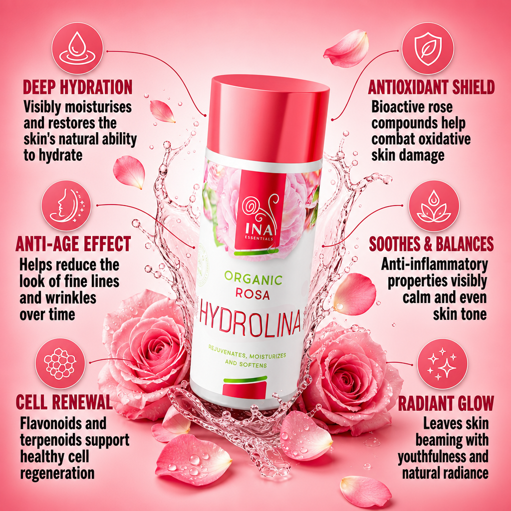 Organic Rose Water - Hydrolina for Dry skin
