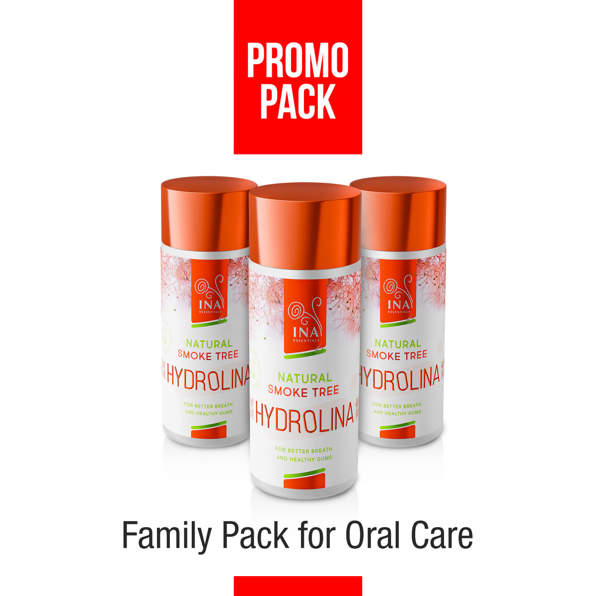 Family pack for Oral care - 3x Mouthwash Smoke Tree water - Hydrolina