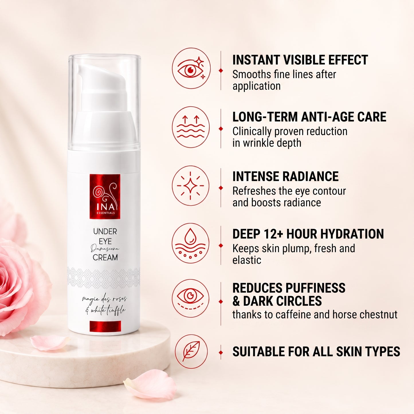 Premium Anti-Age Eye Cream with Rose - Rose Eye Lift