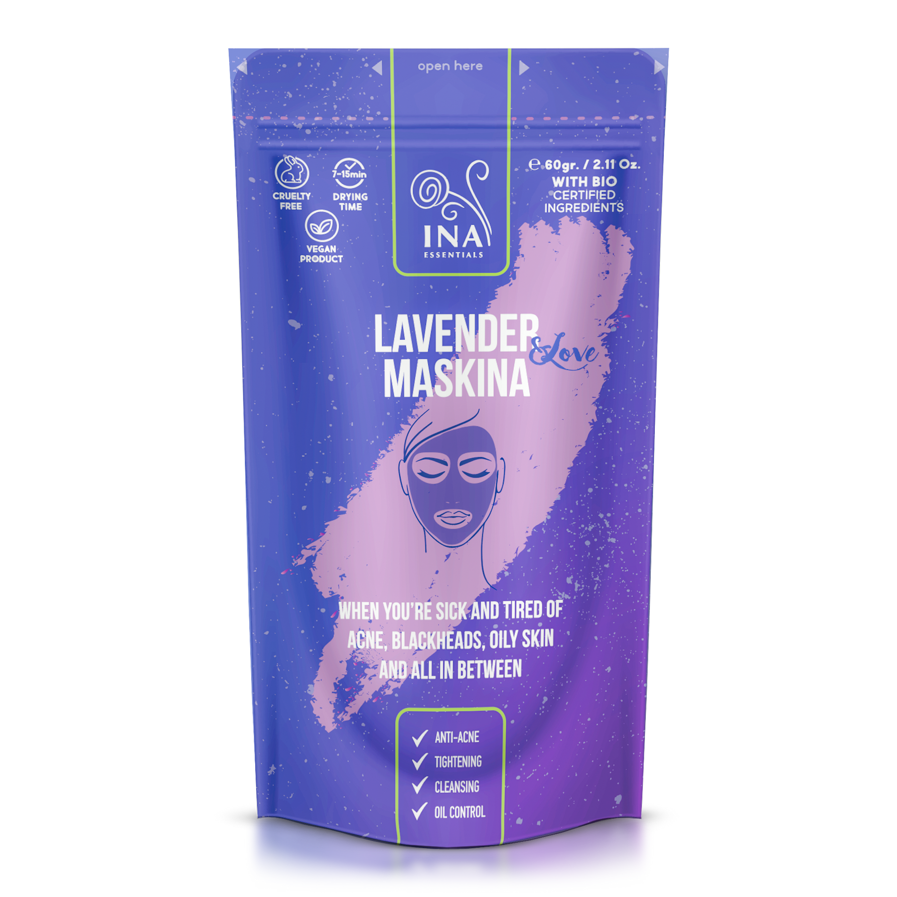 Face Mask - Lavender Maskina - intensive care for Oily problem-prone skin